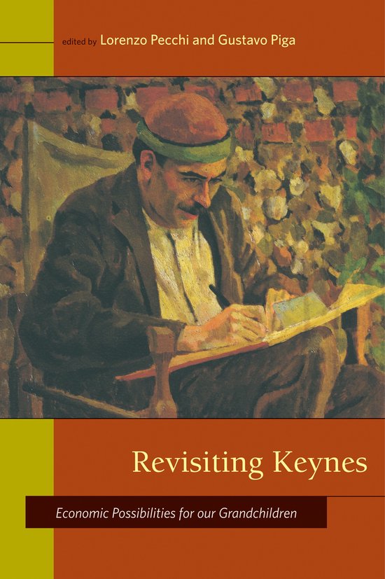 Couverture de livre: Revisiting Keynes, Economic Possibilities for our Grandchildren, montrant un homme qui écrit.