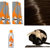 XP100 haarverfpakket kleur 6.00  Donkerblond intensief (2x 100ML) met 6% waterstof ( 1x 250ML) incl verfbakje, kwast, maatbeker, puntkam en handschoenen