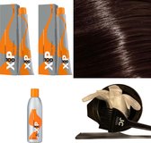 XP100 haarverfpakket kleur 6.77  Donkerblond & Bruin intensief (2x 100ML) met 9% waterstof ( 1x 250ML) incl verfbakje, kwast, maatbeker, puntkam en handschoenen