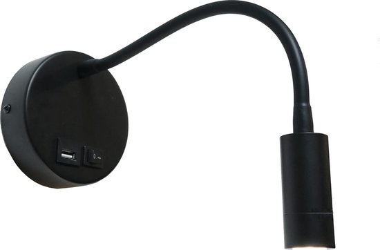 In detail klap vlees Wandlamp Flex USB Zwart - LED 3W 3000K 330lm - USB - FLEX - IP20 > wandlamp  binnen... | bol.com