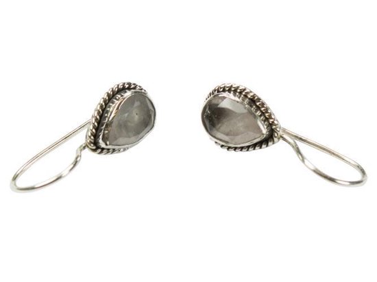 Zilveren oorbellen met sluiting Rozenkwarts 925 zilver