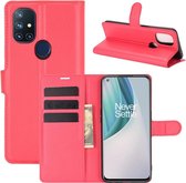 Book Case - OnePlus Nord N10 Hoesje - Rood