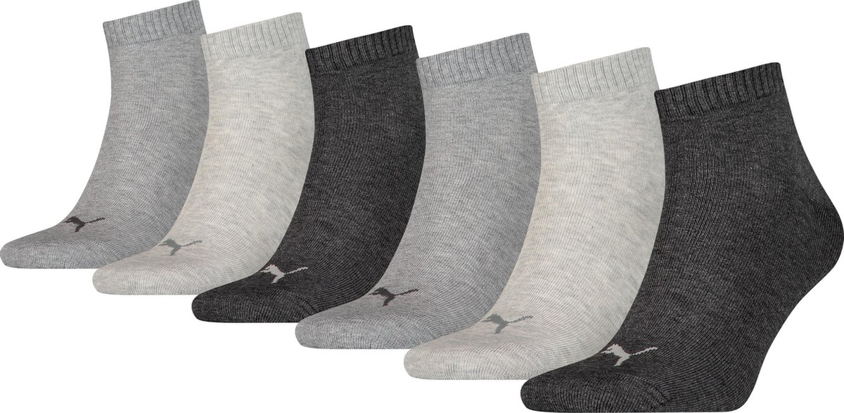 Puma Unisex Sokken in kwartlengte 6 Pack Grijs