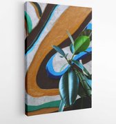 Onlinecanvas - Schilderij - Close Up Photo Green Leaves Art Vertical Vertical - Multicolor - 50 X 40 Cm