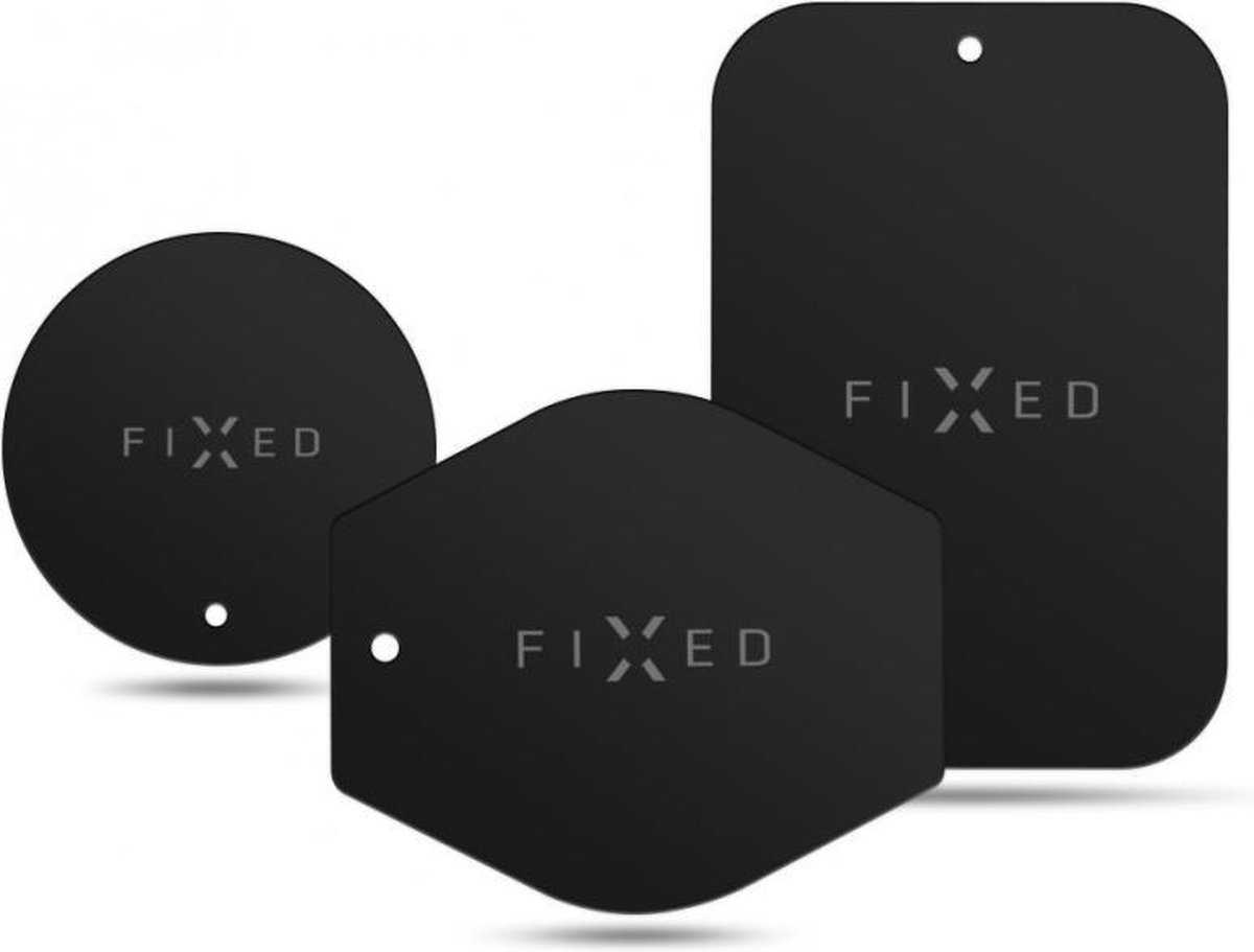 FIXED ICON Plates - Metalen Reserveplaatjes - voor magnetische telefoonhouder - zwart - universeel - compatible - metaal plaatje - set of spare plates - magnetic holders - black