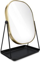 Make-upspiegel, tafelspiegel met sieradenhouder, spiegel voor make-up en kapsel, staande spiegel met opbergvak