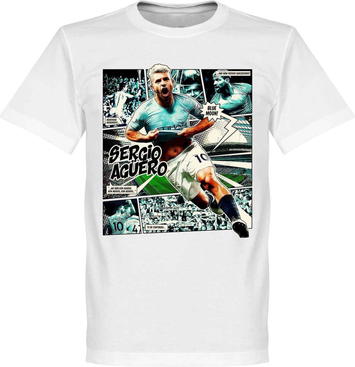 Sergio Aguero Comic T-Shirt - Wit - M