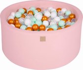 Ballenbakje.nl® Ronde Ballenbak set incl 300 ballen 90x40cm - Licht Roze: Wit, Goud, Transparant, Mint