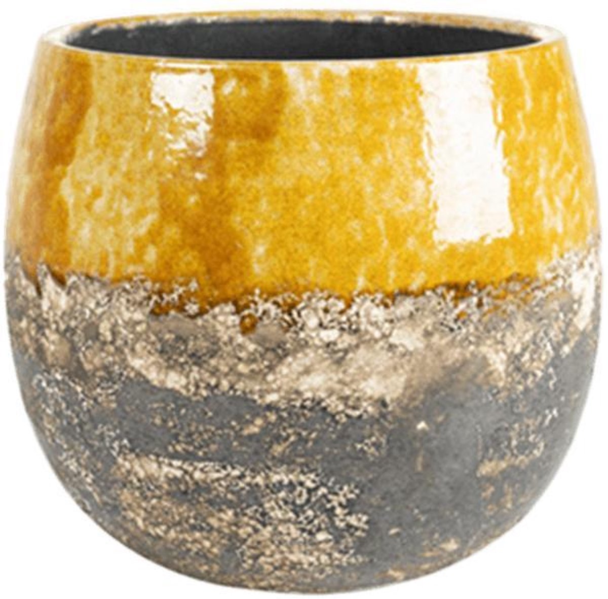 Lindy Ochre okergele pot 23 cm ronde bloempot voor binnen