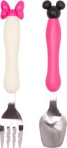 Kinderbestekset - Vork en Lepel - Minnie Mouse - rvs met plastic handgreep - Roze met Wit - 1 set
