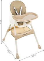 Kinderstoel 3 in 1 - 5 punts veiligheidsgordel - Beige