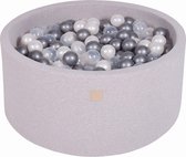 Ballenbakje.nl® Ronde Ballenbak set incl 300 ballen 90x40cm - Licht Grijs: Parel Wit, Zilver, Transparant