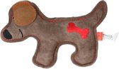 Tiny Doodles Doggy - Doodles Puppy - Hondenspeelgoed - Honden speeltje met piep - Bruin - 17 cm