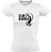 Slim blondje Dames t-shirt | blond |blondine | grappig | cadeau | Wit