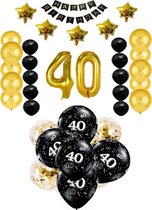 40 jaar feest pakket Versiering Ballonnen voor feest 40 jaar. Ballonnen slingers opblaasbare cijfers 40. 38 delig