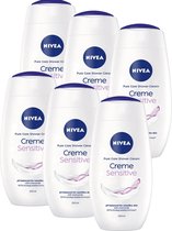 NIVEA Douche Crème Sensitive - 250 ml - Douchecrème - 6 st - Voordeelverpakking