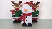 Decoratief Sneeuwman en rendieren - 3 stuks - Rood