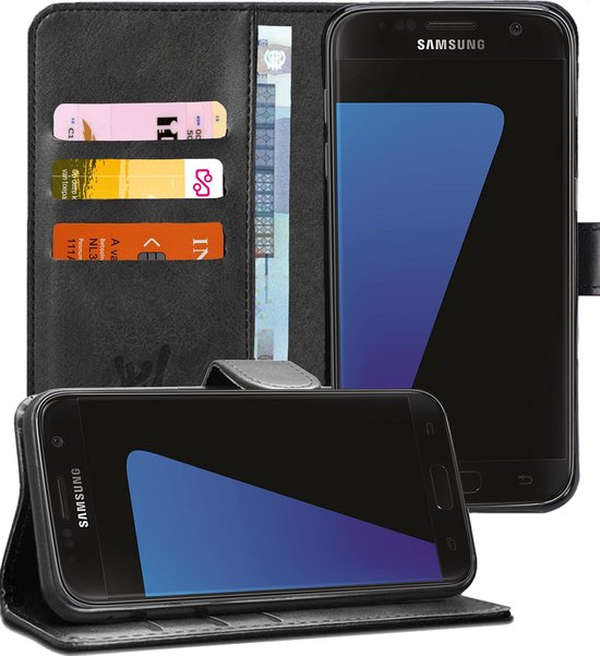Samsung Galaxy S7 Edge - Housse en cuir noir - Housse en cuir TPU - Housse  de livre -... | bol.com