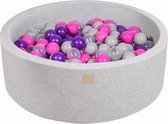 Ballenbakje.nl® Ronde Ballenbak set incl 200 ballen 90x30cm - Licht grijs: donker roze, violet, transparant, grijs
