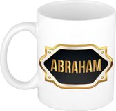 Naam cadeau mok / beker Abraham met gouden embleem 300 ml