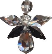 Geluksengel van Swarovski kristallen Jet ( zwart ) ( Geluks engel , Beschermengel , Raamhanger , Raamkristal )