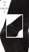 Clip In Hair Extensions Human Hair dik&vol  #1 zwart 40cm