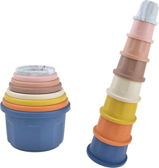 Stacking cups stapeltoren speelgoed stapelbekers multicolours | bol.com