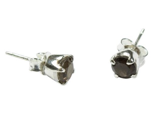 Zilveren knop oorbellen Rookkwarts 925 zilver
