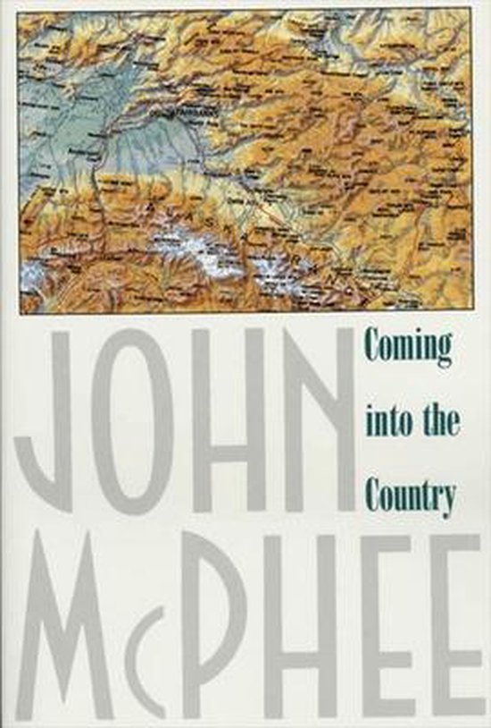 Couverture du livre 'Coming into the Country' avec une carte de Tasmanie et le nom John McPhee.