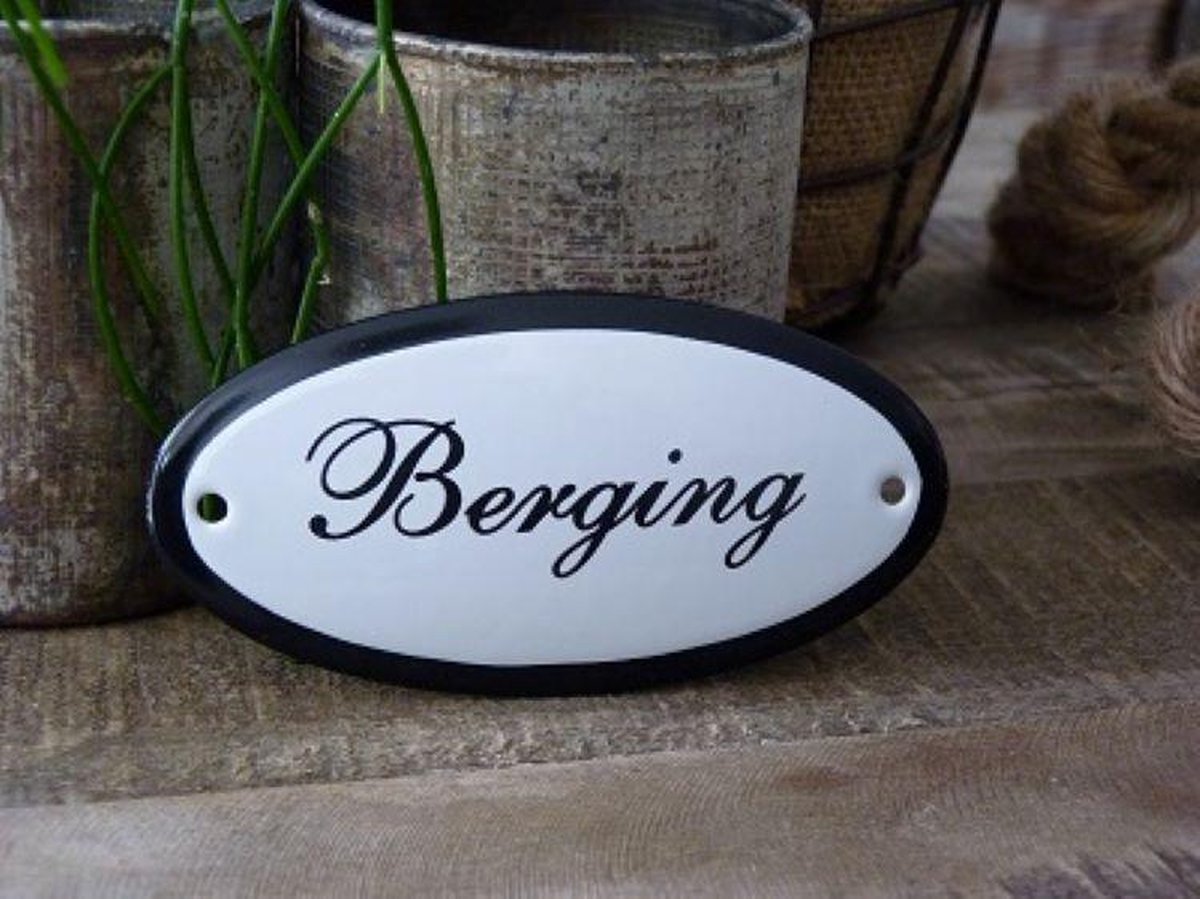 Emaille Deurbordje Ovaal \'berging\'
