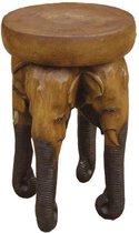 Houten olifanten kruk Jacala Lumbuck - Bruin bijzettafel olifant - Decoratie kruk