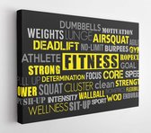 Onlinecanvas - Schilderij - Fitness Sport Word Cloud Concept Text Is Outline Art Horitonzal Horizontal - Multicolor - 60 X 80 Cm