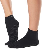 Toesox Ankle Grip Socks teensokken - Zwart - 43-45