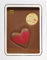 Valentijn - Chocloade - Tablet - Met Hart - "Jij bent een topper" - In cadeauverpakking met gekleurd lint