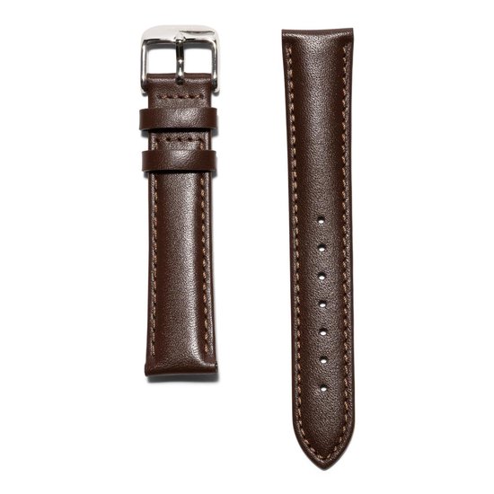 KRAEK Marron Argent - Bracelet cuir - Bracelet de montre à dégagement rapide - Bracelet 16 mm - Clic facile