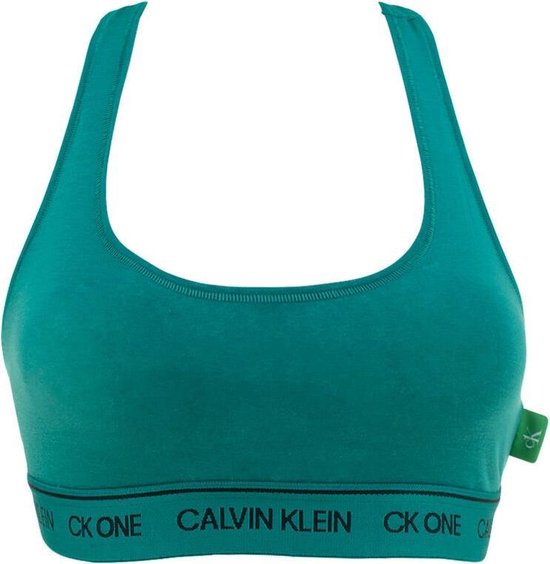 Groene Calvin Klein CK One bralette met
CALVIN KLEIN logo op de band.