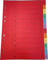 Tabbladen ft A4 maxi - 2-pack - 11-gaatsperforatie - Nummers 1 t/m 12 met index - Stevig karton - Geassorteerde kleuren - 12 tabs