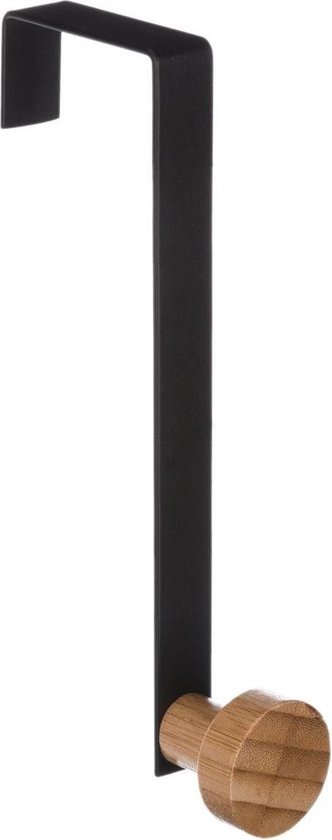 Deurkapstok Metaal met Bamboe knop 1,5x5x17 cm - Zwart