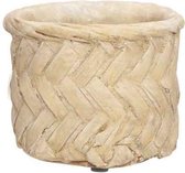 Bloempot voor Binnen - Plantenbak - Plantenpot - ⌀10,5x10,5xh8,5cm - Rond Cement - Largo Beige