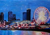 Steden Poster -Chicago Skyline Painted - Wandposter 60 x 40 cm