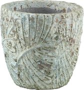 PTMD  canna blauw keramiek pot met blad patroon