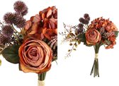 PTMD Bloemenboeket Rozen Met Hortensia - 22 x 22 x 37 cm - Oranje