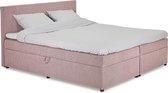 Beddenleeuw Boxspring Bed Lana met Opbergruimte - 160x200 - Incl. Hoofdbord + Topper - Oud roze