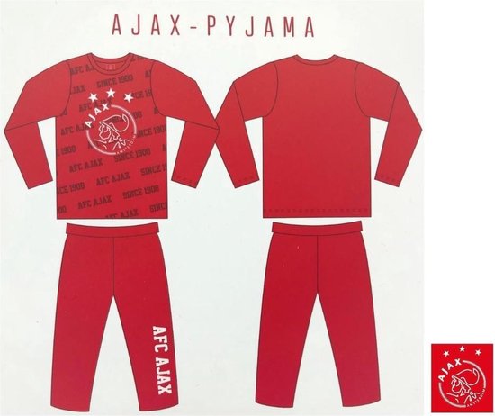 Inloggegevens Haarzelf Productie Ajax pyjama maat 164-170 - kinderpyjama rood | bol.com