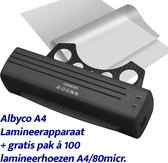 Albyco Lamineerapparaat A4 met gratis pak lamineerhoezen A4/80 micron
