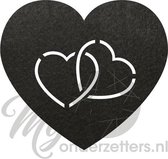 Hart in hart vilt onderzetters  - Zwart - 6 stuks - 10 x 10 cm - Tafeldecoratie - Glas onderzetter - Valentijn - Cadeau - Woondecoratie - Tafelbescherming - Onderzetters voor glaze
