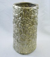 Grote aardewerk vaas, licht goud, 36 x 18 cm rond