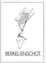 Berkel-Enschot Plattegrond poster A4 + fotolijst wit (21x29,7cm) - DesignClaudShop