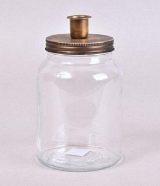 Kandelaar "Candle Jar" kaarsenpot, glazen pot goud, medium 11 x 15 cm