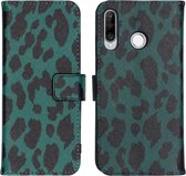 iMoshion Design Softcase Book Case Huawei P30 Lite hoesje - Green Leopard